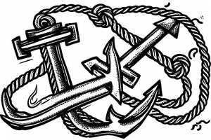 an anchor sinks with its ropes cut off tattoo idea