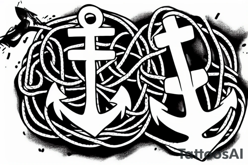 an anchor sinks with its ropes cut off tattoo idea