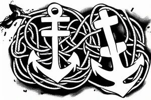 an anchor sinks with its ropes cut off tattoo idea