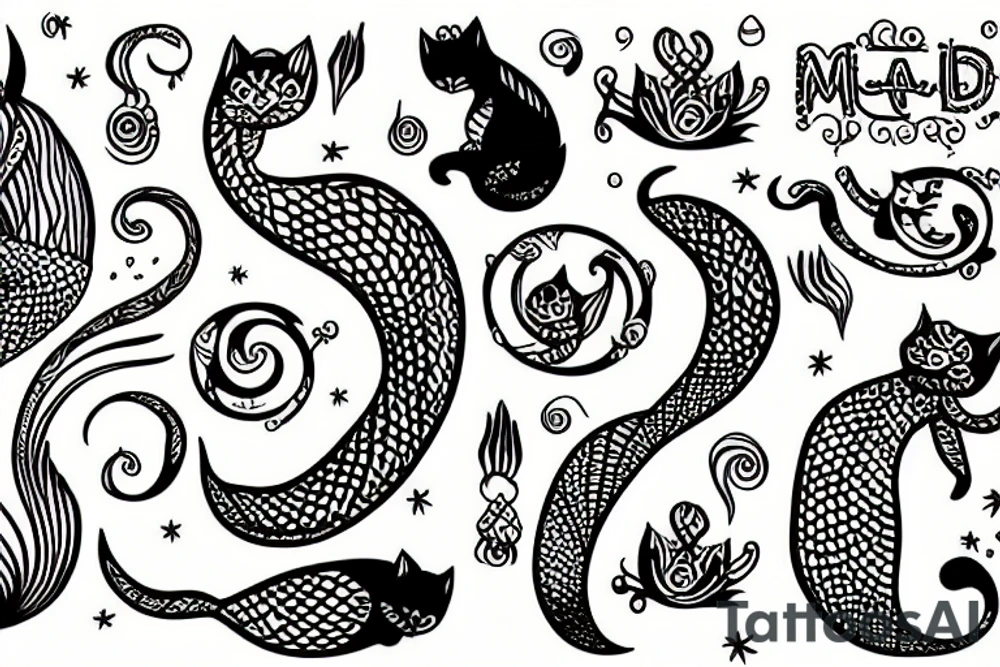 a mermaid cat tattoo idea