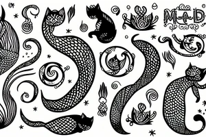 a mermaid cat tattoo idea
