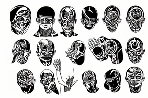 A half human half robot praying tattoo idea