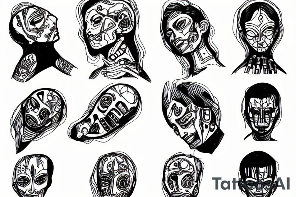 A half human half robot praying tattoo idea
