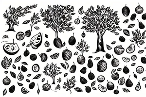 A small tree with tons of fruits, which are themselves trees tattoo idea