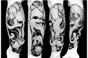 Leo Messi with octopus like legs playing football tattoo idea