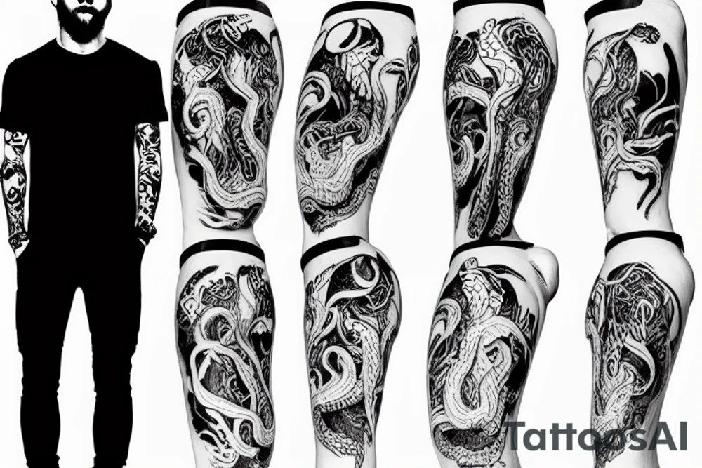 Leo Messi with octopus like legs playing football tattoo idea