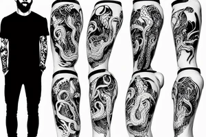 Leo Messi with octopus like legs playing football tattoo idea