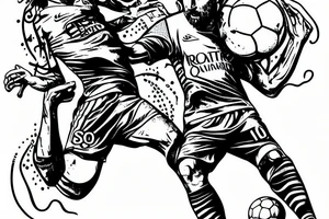 Leo Messi with octopus like legs playing with a soccer ball tattoo idea