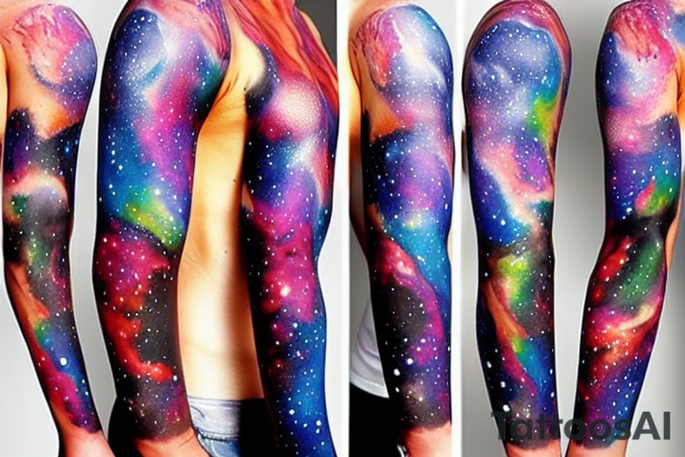 full sleeve tattoo of the galaxy tattoo idea