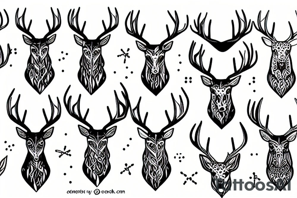 stag with big antlers tattoo idea