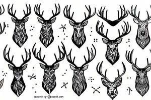 stag with big antlers tattoo idea