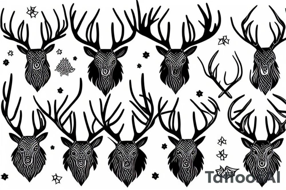stag with big antlers tattoo idea