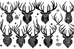 stag with big antlers tattoo idea