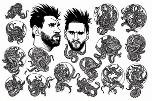 Leo Messi with octopus extremeties tattoo idea