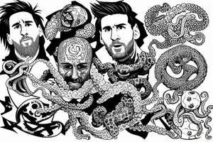 Leo Messi with octopus extremeties tattoo idea