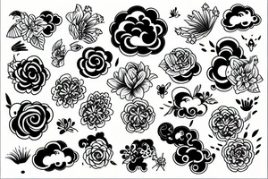 clouds, wind and flower tattoo idea