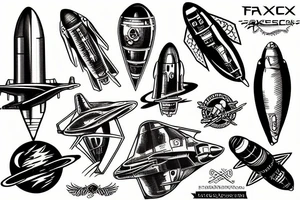 american traditional tattoo of spacex starship tattoo idea