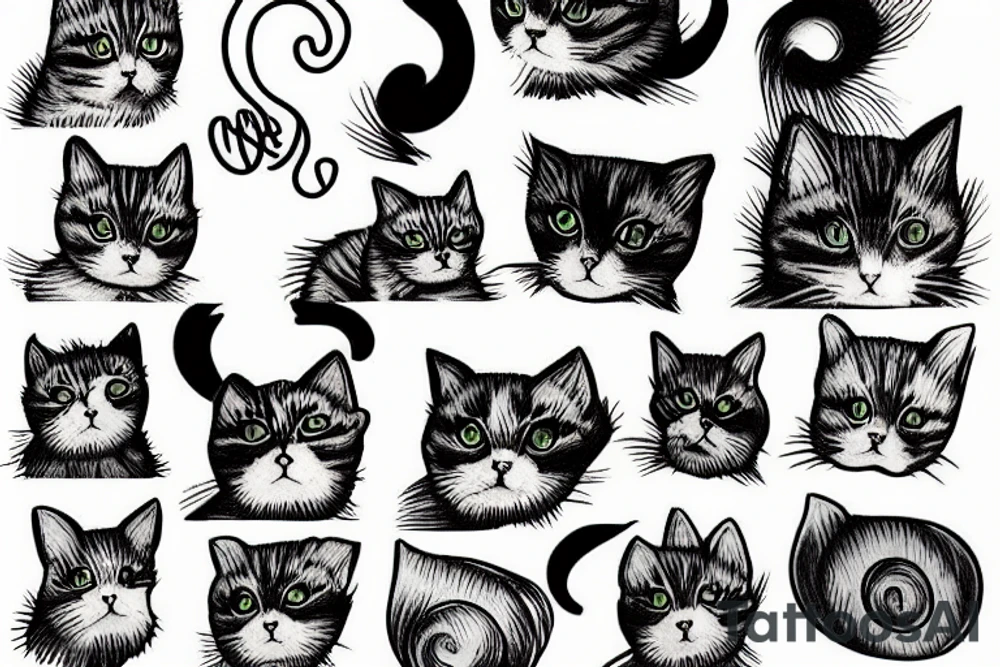 Cat on the grass tattoo idea