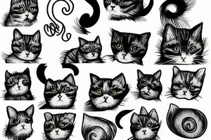 Cat on the grass tattoo idea
