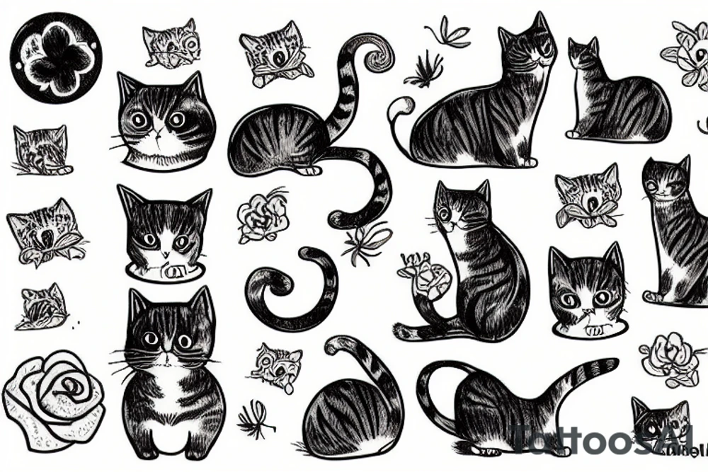 Cat on the grass tattoo idea