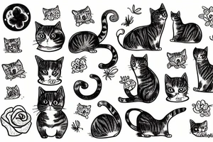 Cat on the grass tattoo idea