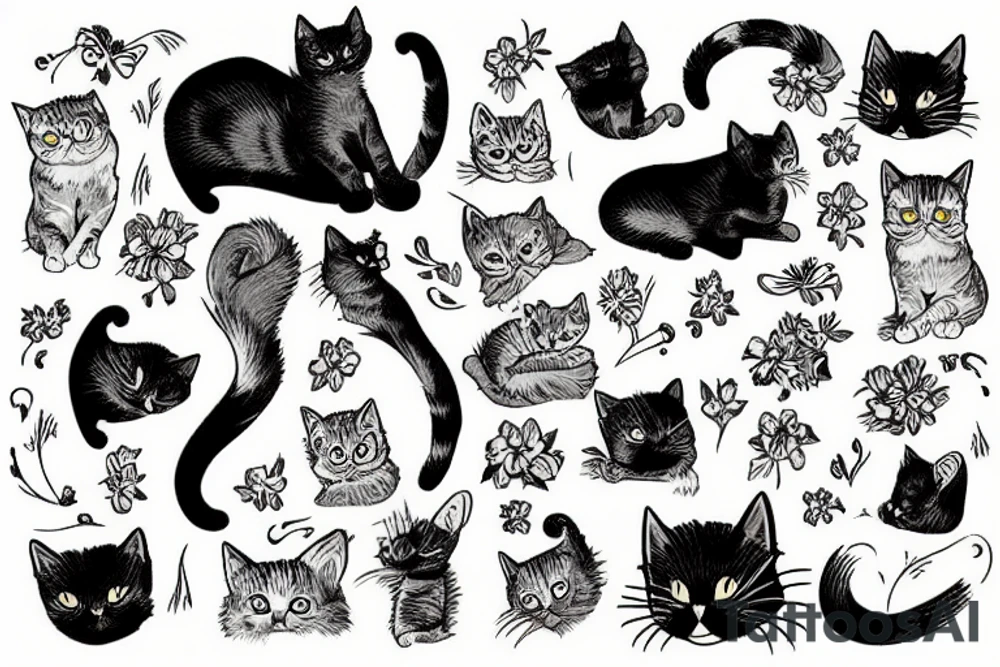 Cat on the grass tattoo idea