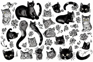 Cat on the grass tattoo idea
