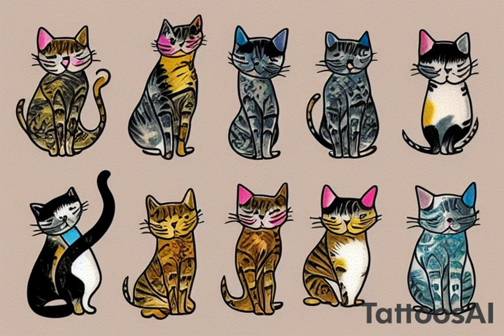Cat on the grass tattoo idea