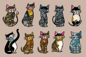 Cat on the grass tattoo idea