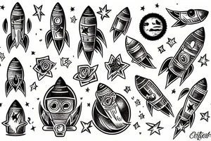 american traditional tattoo of rocket tattoo idea