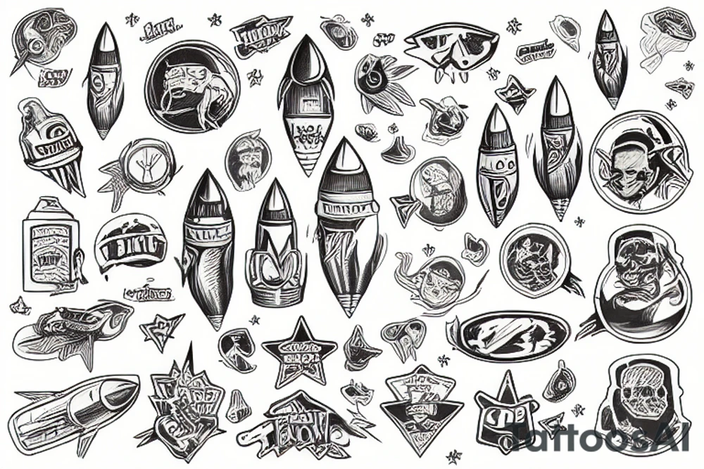 american traditional tattoo of rocket tattoo idea