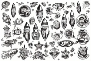 american traditional tattoo of rocket tattoo idea