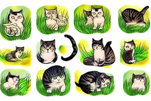 Cat on the grass tattoo idea