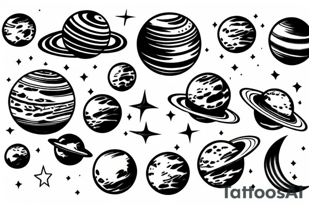 abstract solar system planets tattoo idea
