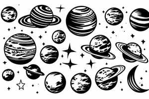 abstract solar system planets tattoo idea