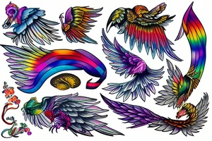 rainbow wing tattoo idea