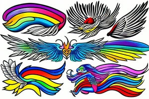 rainbow wing tattoo idea