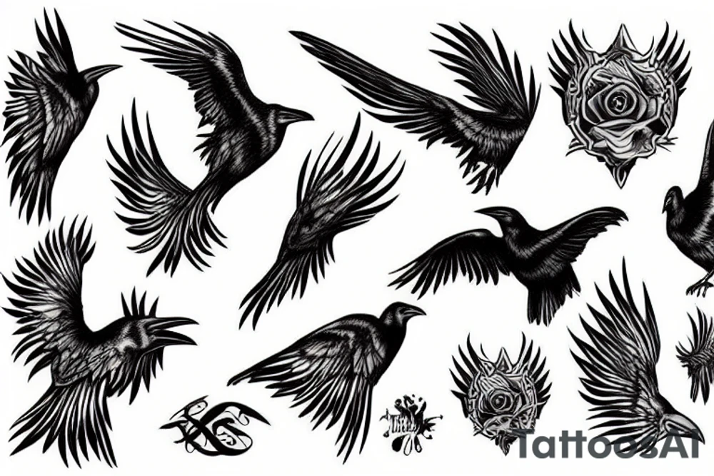 raven wing tattoo idea