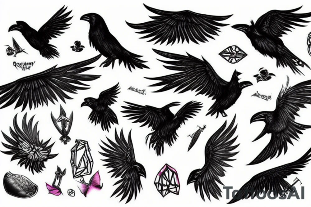 raven wing tattoo idea