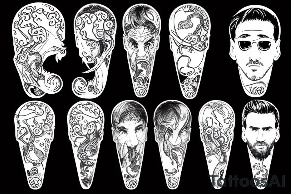 Leo Messi with octopus extremities tattoo idea