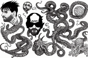Leo Messi with octopus extremities tattoo idea