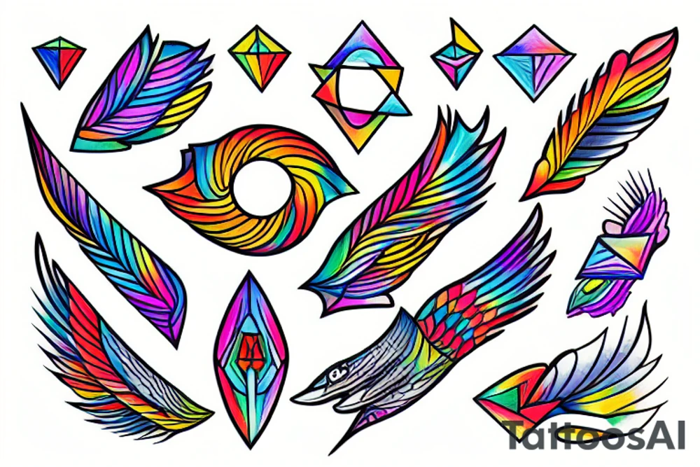 rainbow wing tattoo idea