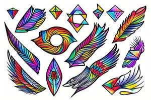rainbow wing tattoo idea