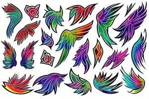 rainbow wing tattoo idea