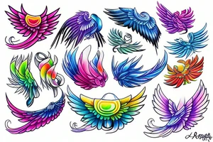 rainbow wing tattoo idea