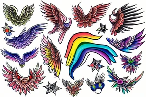 rainbow wing tattoo idea