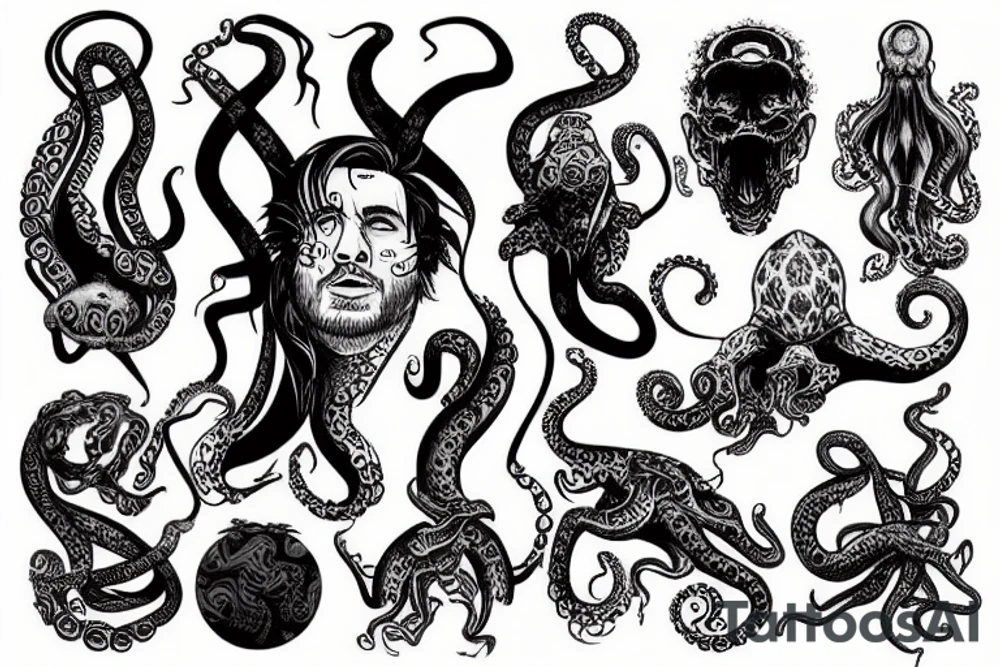 Leo Messi with octopus extremities tattoo idea