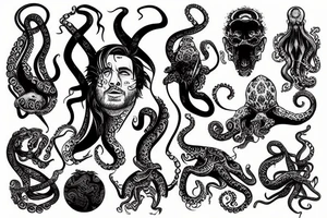 Leo Messi with octopus extremities tattoo idea