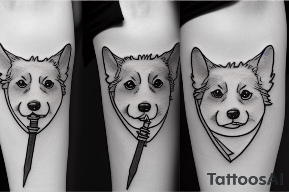 corgi with a sword tattoo idea