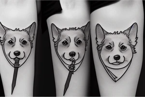 corgi with a sword tattoo idea